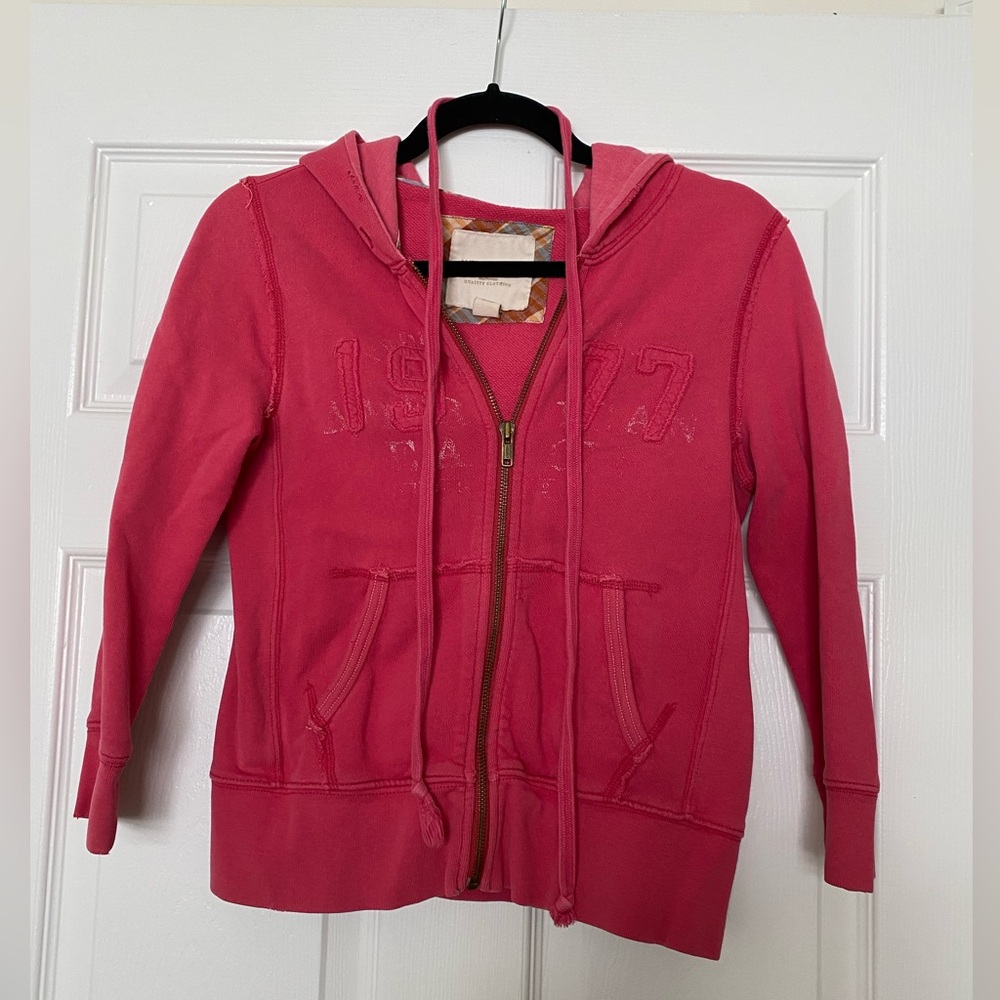 American Eagle Women’s 3/4 Sleeve Hooded Sweatshirt | Small | Pink